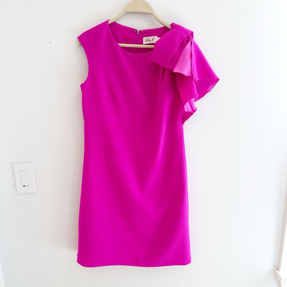 EUC Eliza J ruffle shoulder pink dress 4